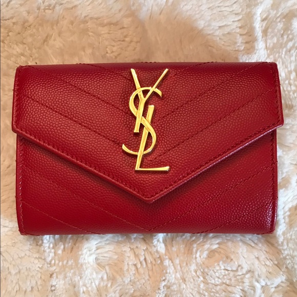 Yves Saint Laurent Handbags - Yves Saint Laurent Small Red Mongram Wallet